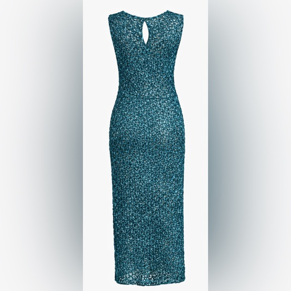 Vintage Vivienne Tam Metallic Blue Woven Crochet Dress Cowl Neck S NWOT Rare - Picture 6 of 11